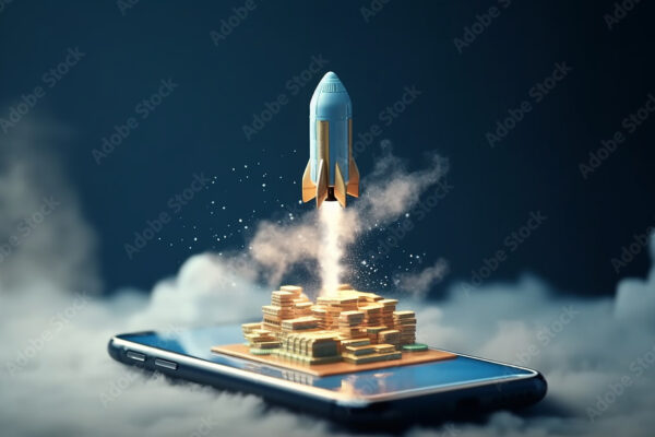 the concept of earning through a smartphone. generative ai
