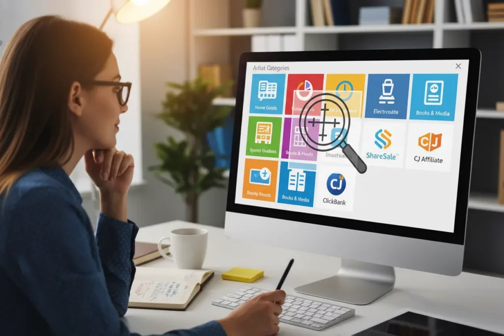 Escolha de nichos lucrativos e produtos afiliados.
