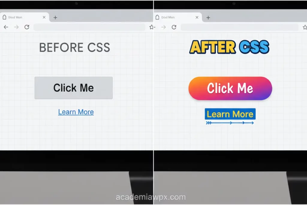 Exemplo de Antes e Depois da Estilização CSS