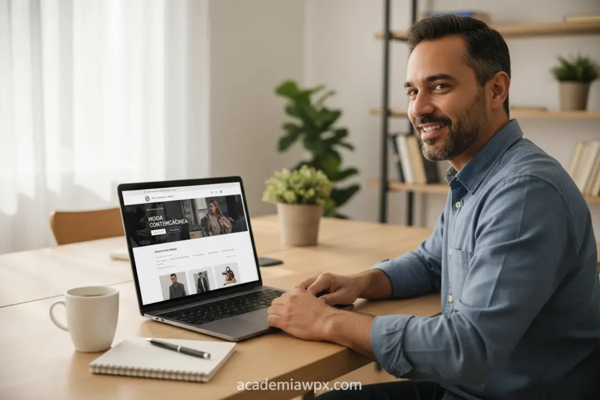 Empreendedor criando sua loja online com WordPress
