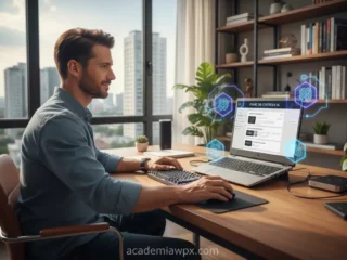 Empreendedor utilizando IA para otimizar seu site WordPress.