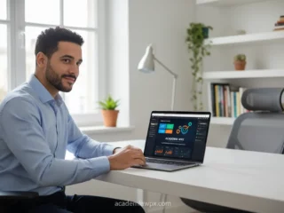 Homem trabalhando em seu negócio digital com WordPress