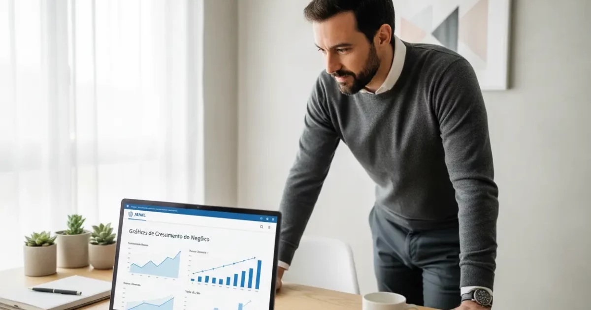 Homem trabalhando em seu site WordPress para negócios digitais