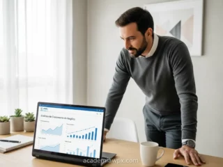 Homem trabalhando em seu site WordPress para negócios digitais