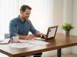 Homem trabalhando em um blog WordPress