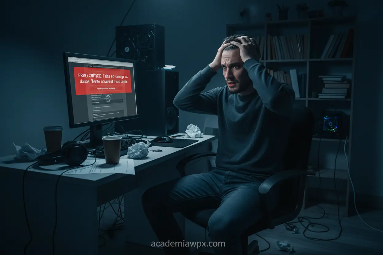 Homem frustrado com problemas de hospedagem de site