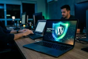 Escudo digital protegendo site WordPress