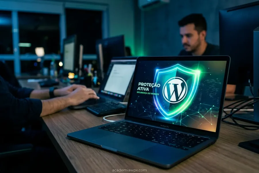 Escudo digital protegendo site WordPress