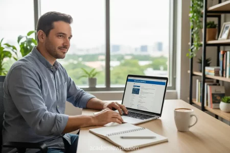 Homem trabalhando em laptop para criar site WordPress