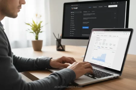 Homem integrando Google Search Console ao WordPress